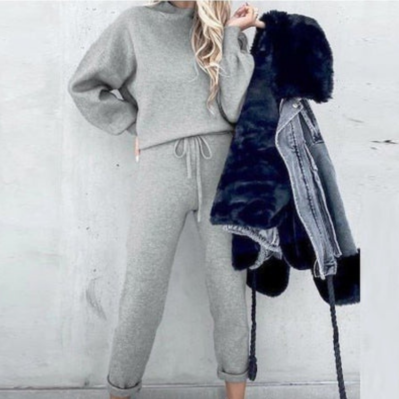 Pullover Damen Und Hosen Set | Lockere Passform Mit Rollkragen