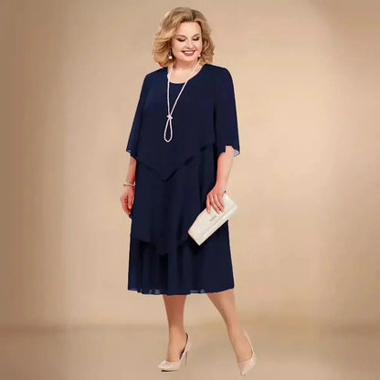 Damen Kleid | Rundhals Lagenlook Midi
