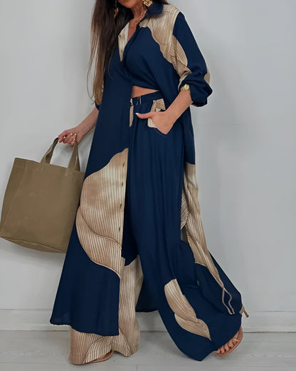 Damen Zweiteiler | Lange Bluse und Weite Hose