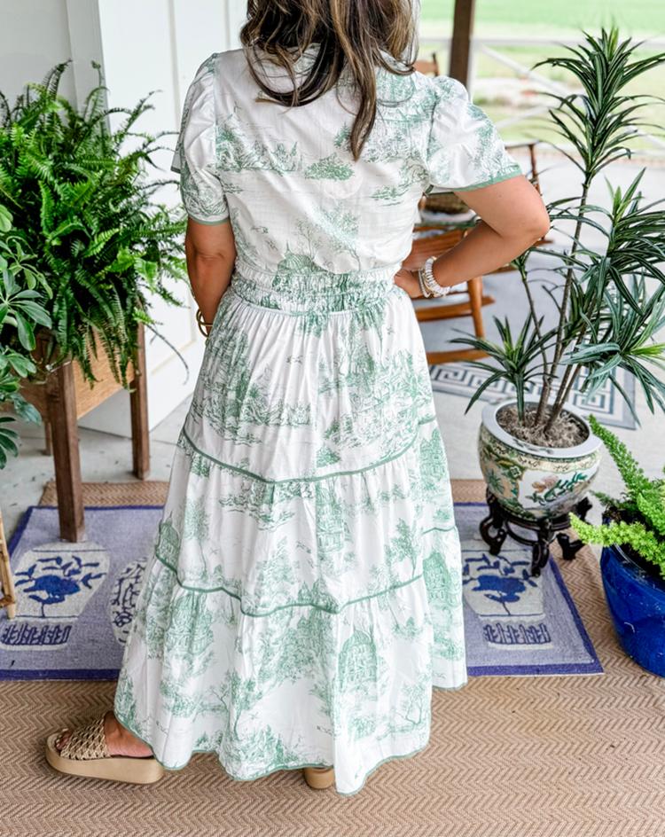 Damen Kleid | Klassische Toile Muster Maxi