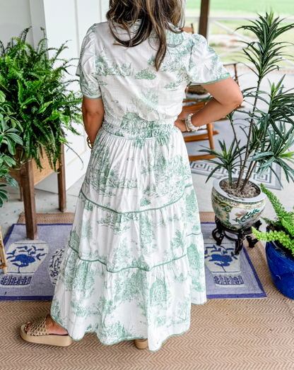 Damen Kleid | Klassische Toile Muster Maxi