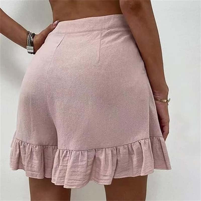 Damen Shorts | Volant-Saum mit Knopf
