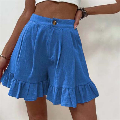 Damen Shorts | Volant-Saum mit Knopf