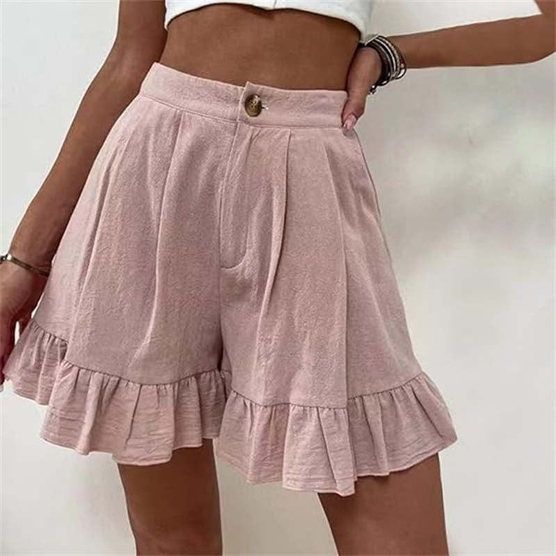Damen Shorts | Volant-Saum mit Knopf