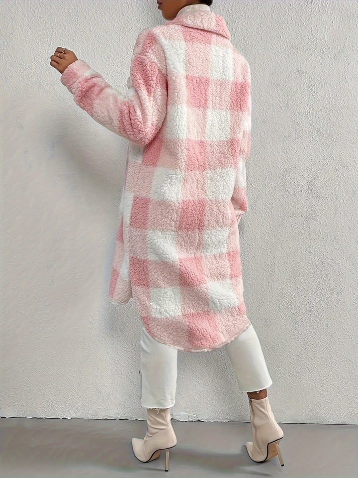 Mantel Damen | Wintermantel Damen Kariert Mit Knopfleiste