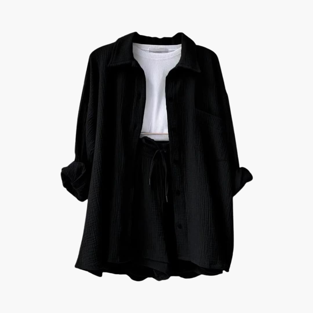 Damen-Dreiteiler | Bluse Top und Shorts
