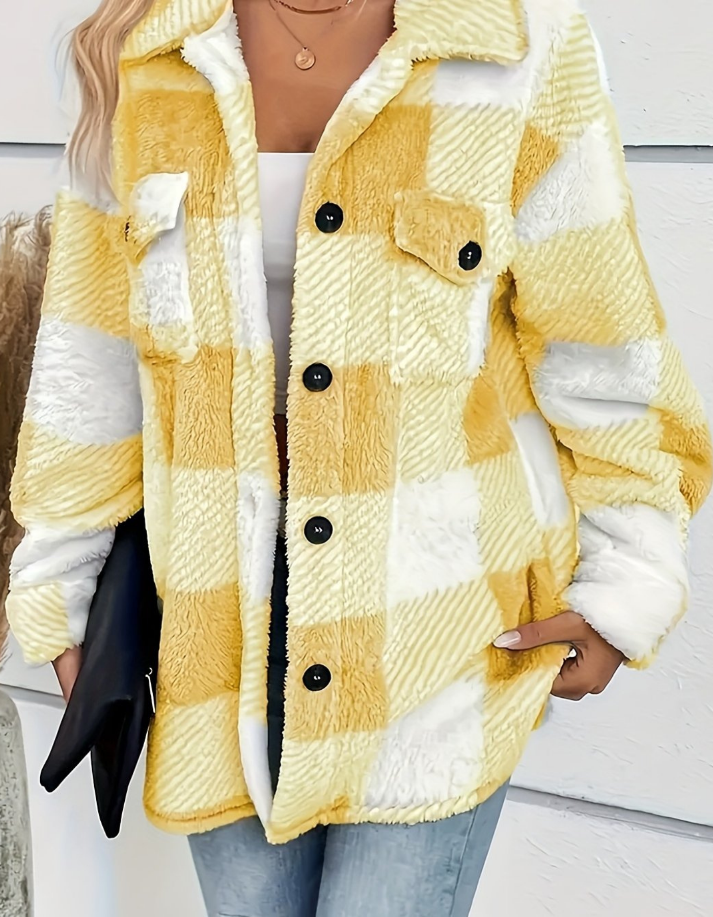 Damen Karierte Fleecejacke | Übergangsjacke Leicht