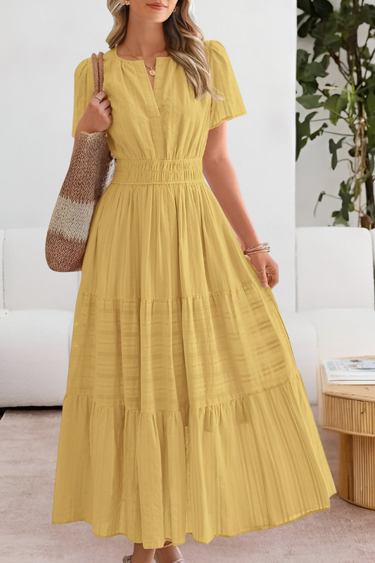 Damen Kleid | V-Ausschnitt Kurzarm A-Linie