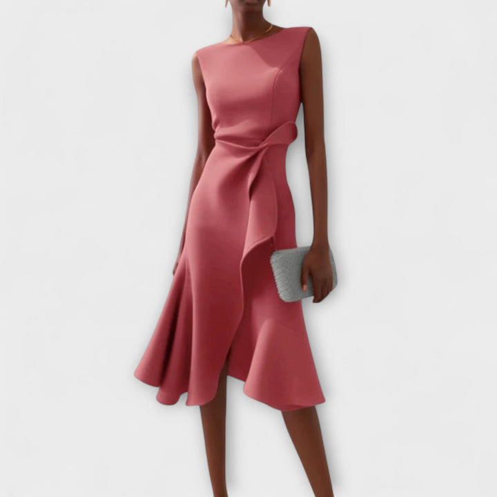 Damen Kleid | Ärmellos Drapiert Midi