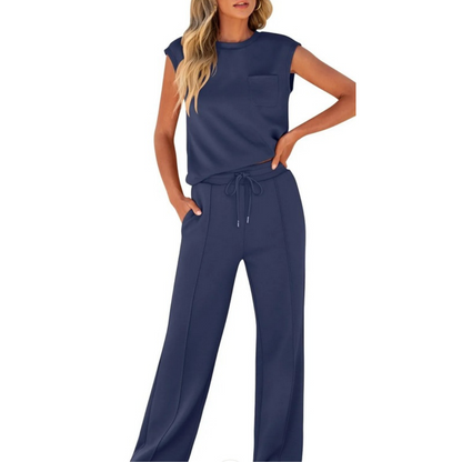 Damen-Zweiteiler | Ärmellos Bluse und Hose