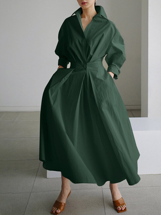 Damen Kleid | Kragen A-Linie Maxi