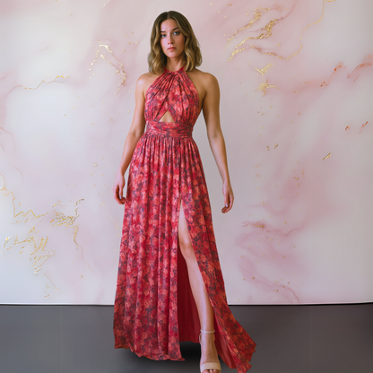 Damen Kleid | Halter Rückenfrei Maxi
