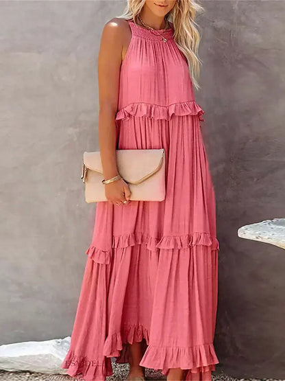 Damen Kleid | Halter Rüschen Maxi