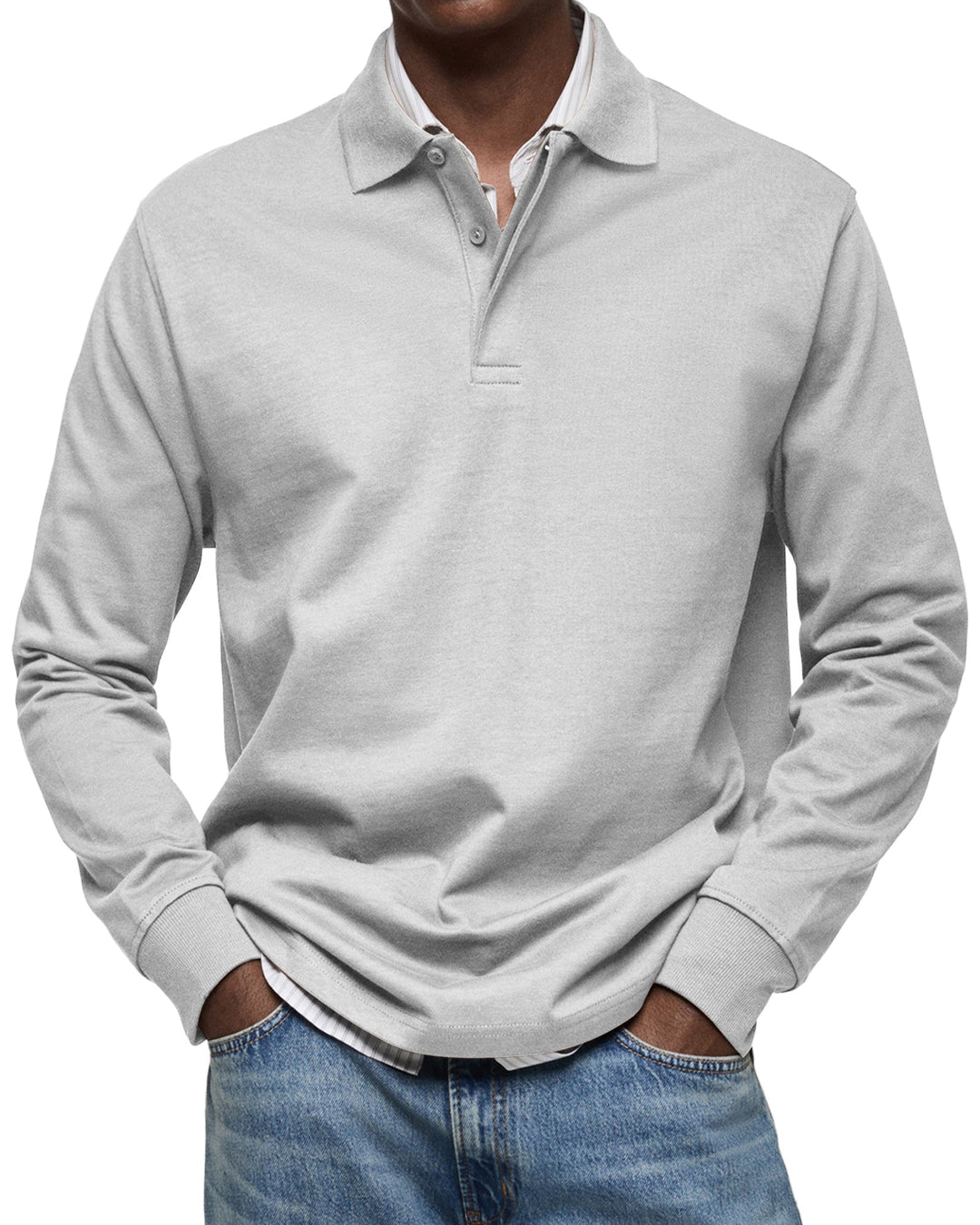 Herren Poloshirt | Langarm Knopfleiste Kragen