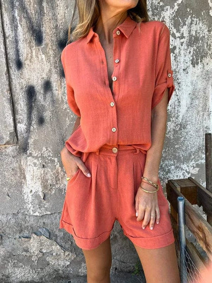 Damen-Zweiteiler | Hemdbluse mit Shorts