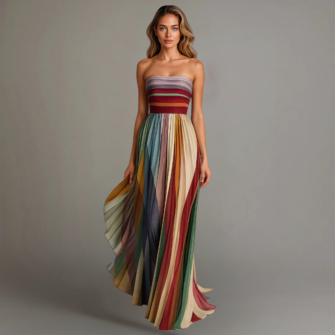 Damen Kleid | Bandeau Plisseerock Maxi