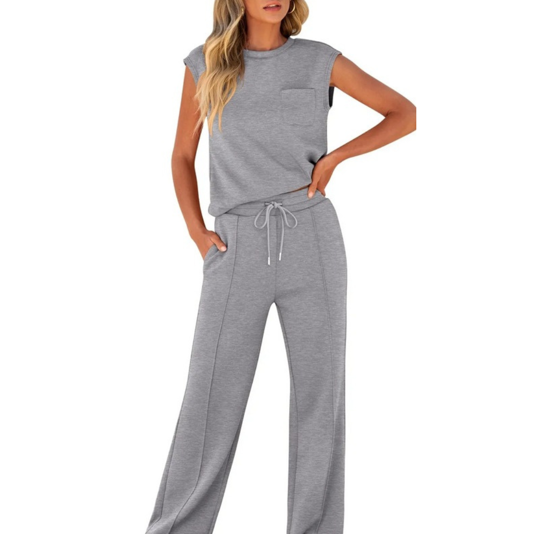 Damen-Zweiteiler | Ärmellos Bluse und Hose