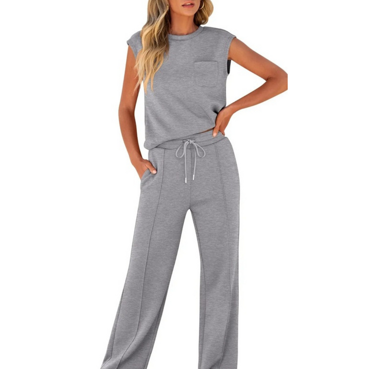 Damen-Zweiteiler | Ärmellos Bluse und Hose