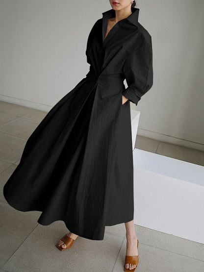 Damen Kleid | Kragen A-Linie Maxi