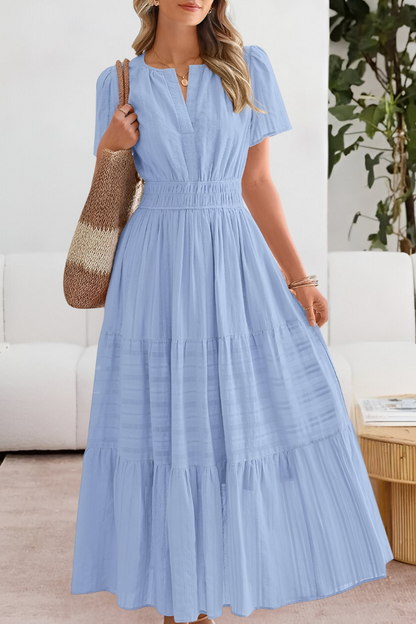 Damen Kleid | V-Ausschnitt Kurzarm A-Linie