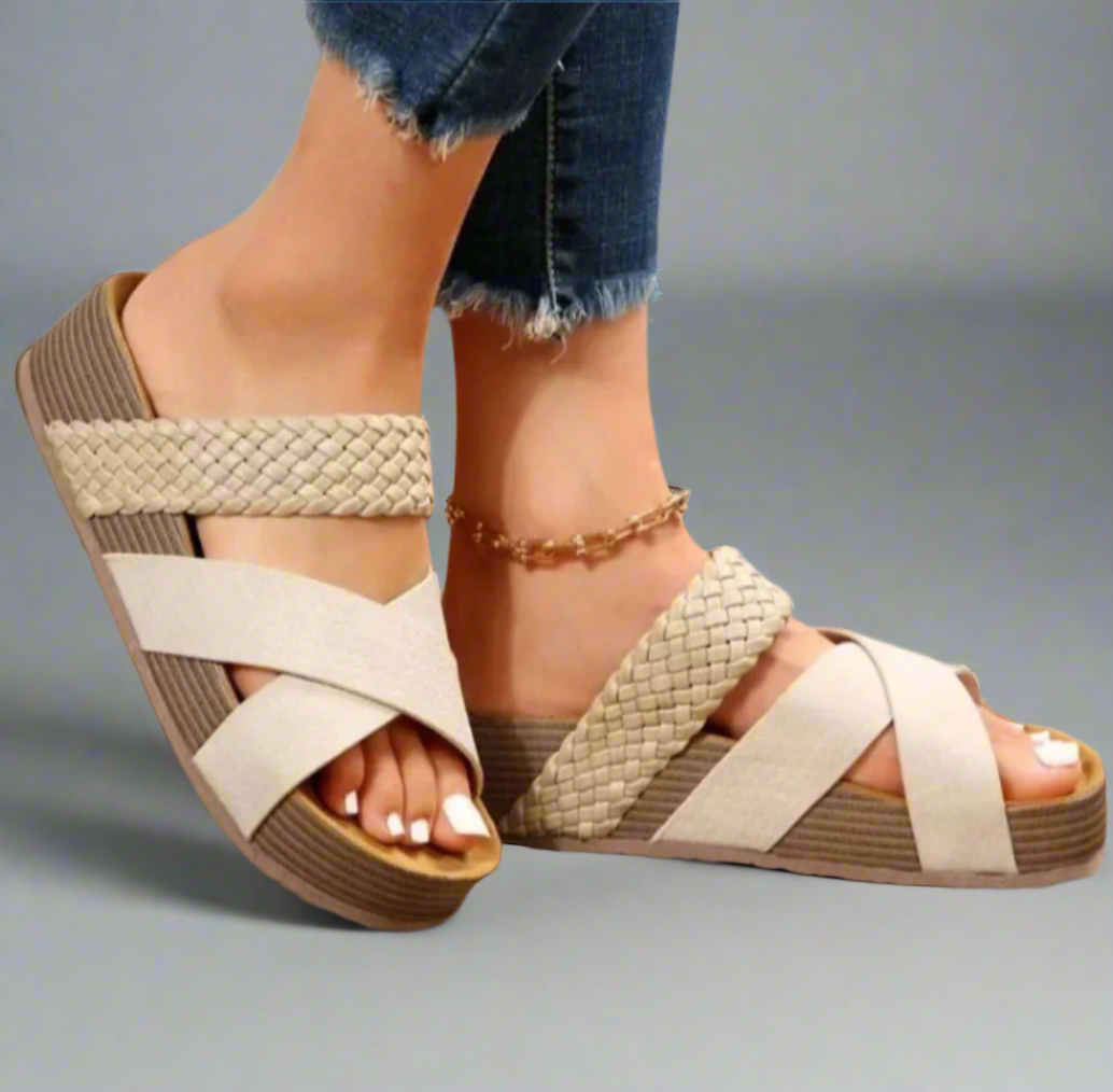 Damen Sandalen | Überkreuzte Riemen mit Plateau
