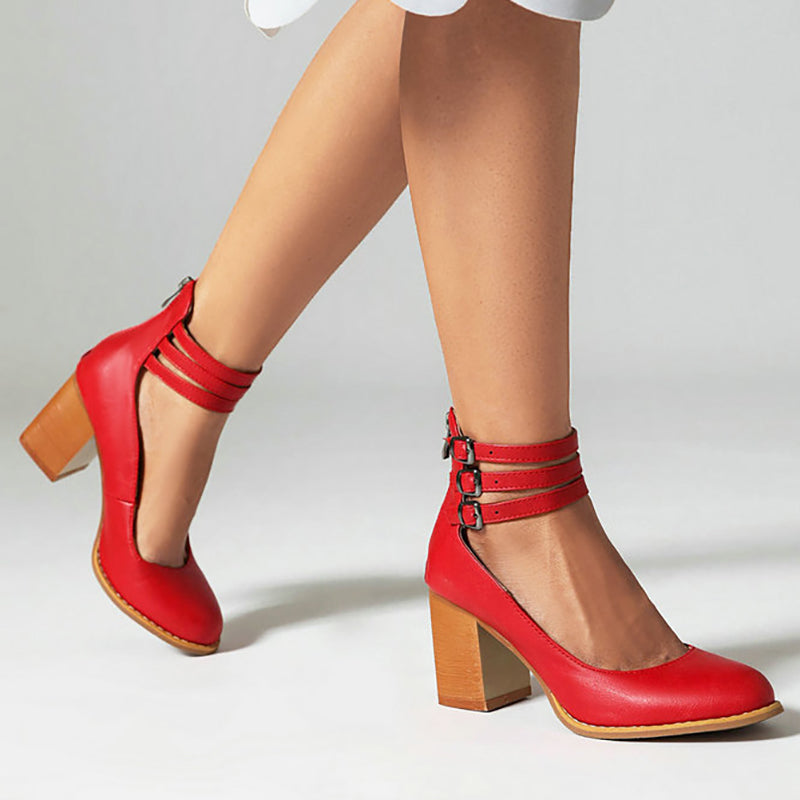 Damen Pumps | Blockabsatz Knöchelriemen