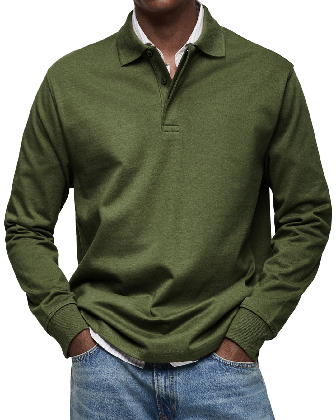 Herren Poloshirt | Langarm Knopfleiste Kragen