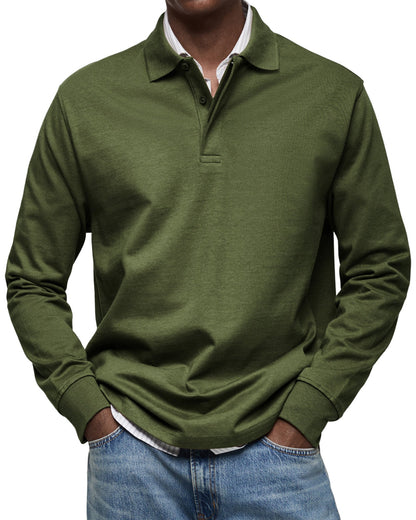 Herren Poloshirt | Langarm Knopfleiste Kragen