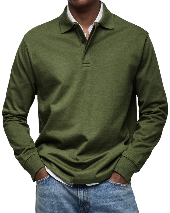 Herren Poloshirt | Langarm Knopfleiste Kragen