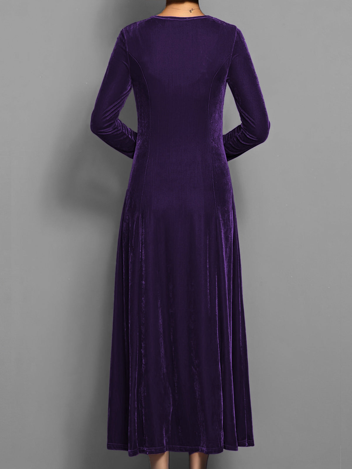 Damen Kleid | Rundhals Langarm Maxi