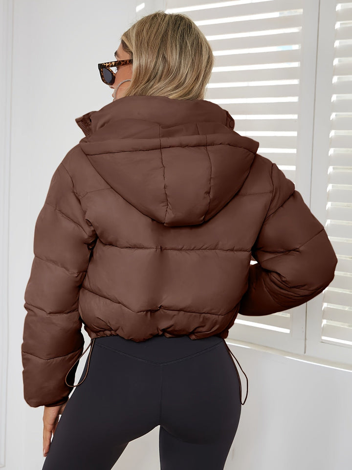 Damen Übergangsjacke Puffer Stil | Kurz Mit Kapuze