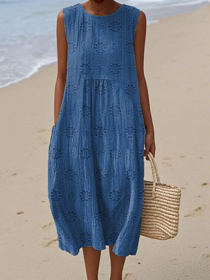 Damen Kleid | Muster Ärmellos Locker Midi