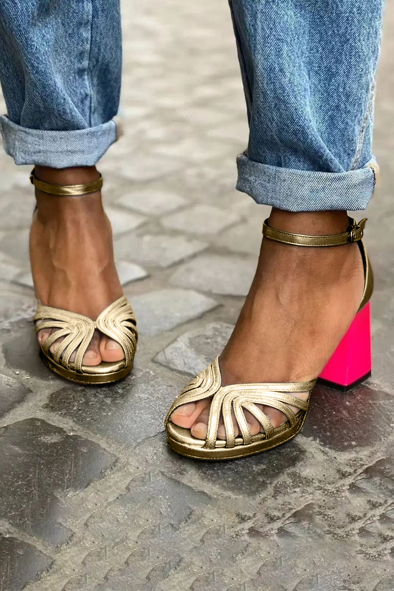 Damen Sandalen | Blockabsatz Knöchelriemen