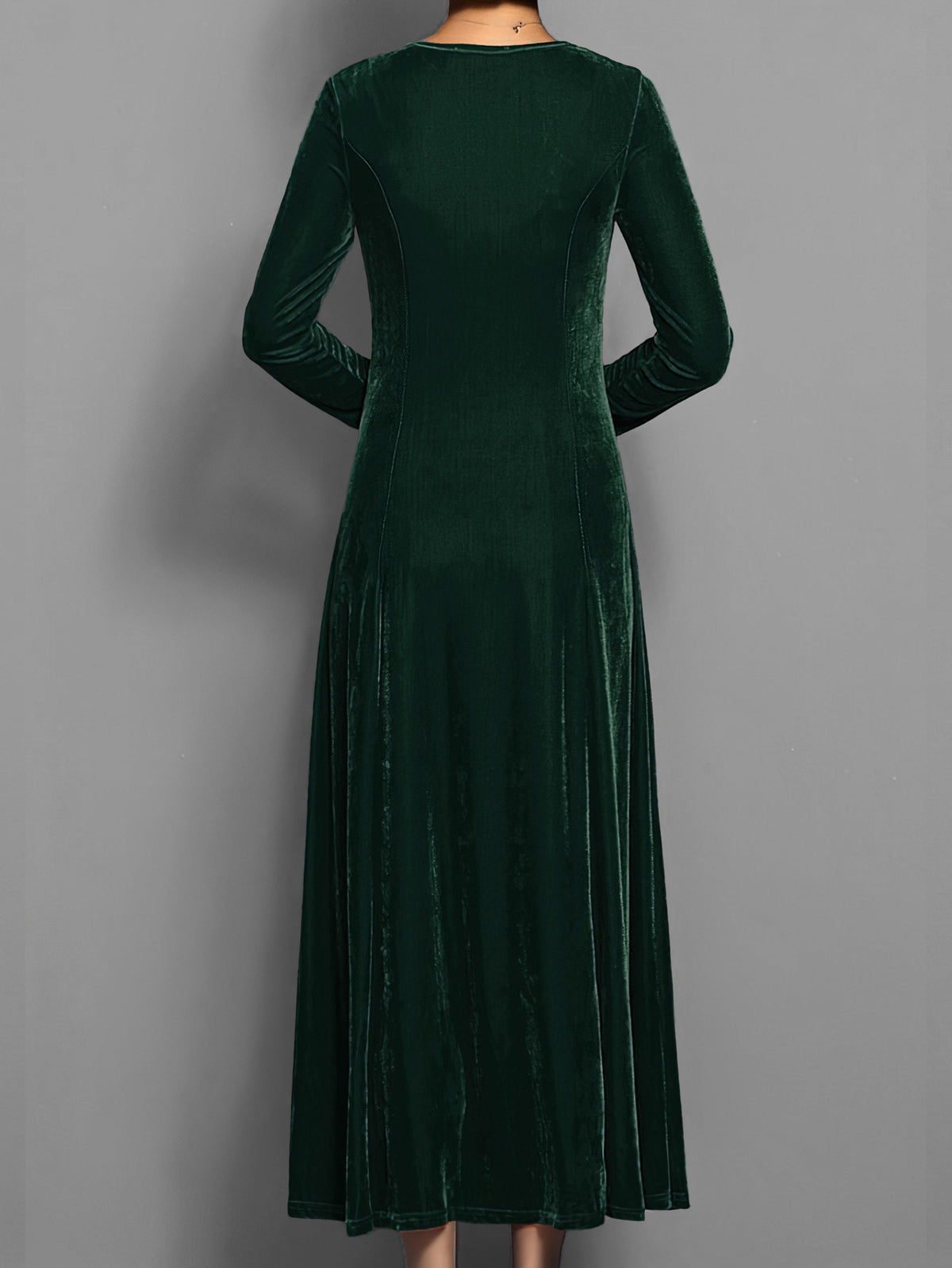 Damen Kleid | Rundhals Langarm Maxi