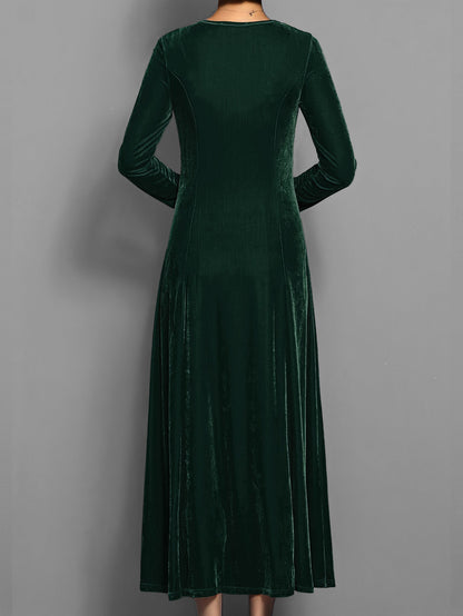Damen Kleid | Rundhals Langarm Maxi