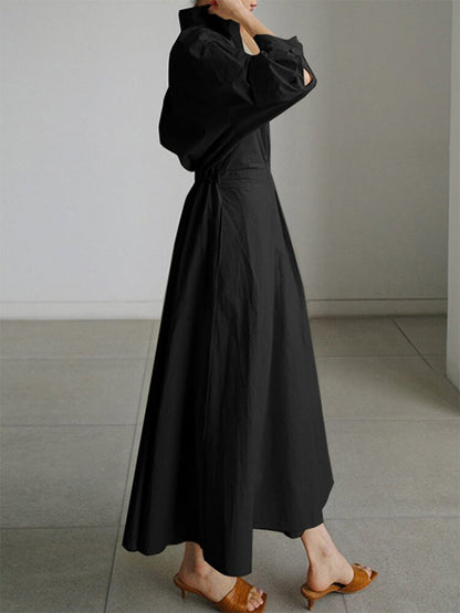 Damen Kleid | Kragen A-Linie Maxi