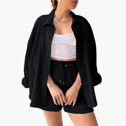 Damen-Dreiteiler | Bluse Top und Shorts
