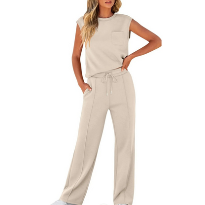 Damen-Zweiteiler | Ärmellos Bluse und Hose