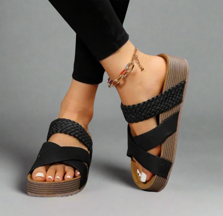 Damen Sandalen | Überkreuzte Riemen mit Plateau