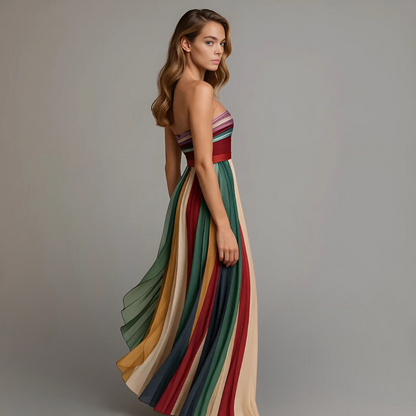 Damen Kleid | Bandeau Plisseerock Maxi