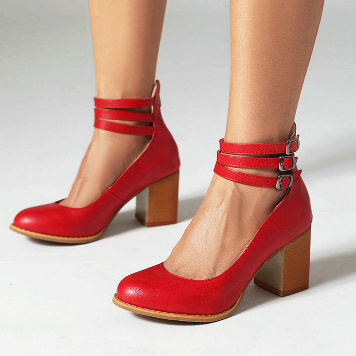 Damen Pumps | Blockabsatz Knöchelriemen