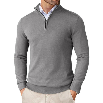 Pullover Herren Halb-Zip Mit Stehkragen | Langarm Für Alltag