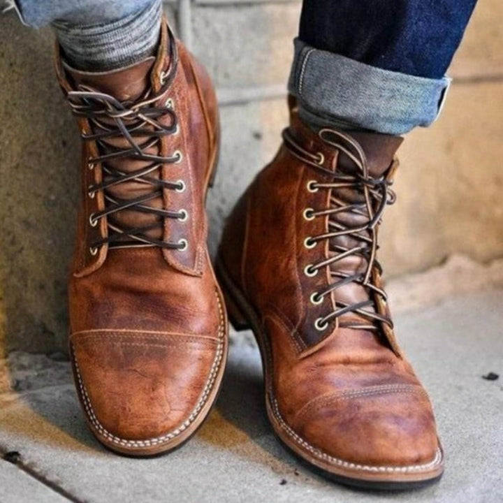 Herrenstiefel | Schnürung Vintage Nahtdetail