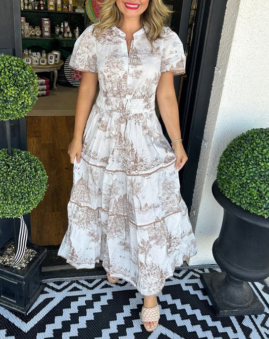 Damen Kleid | Klassische Toile Muster Maxi