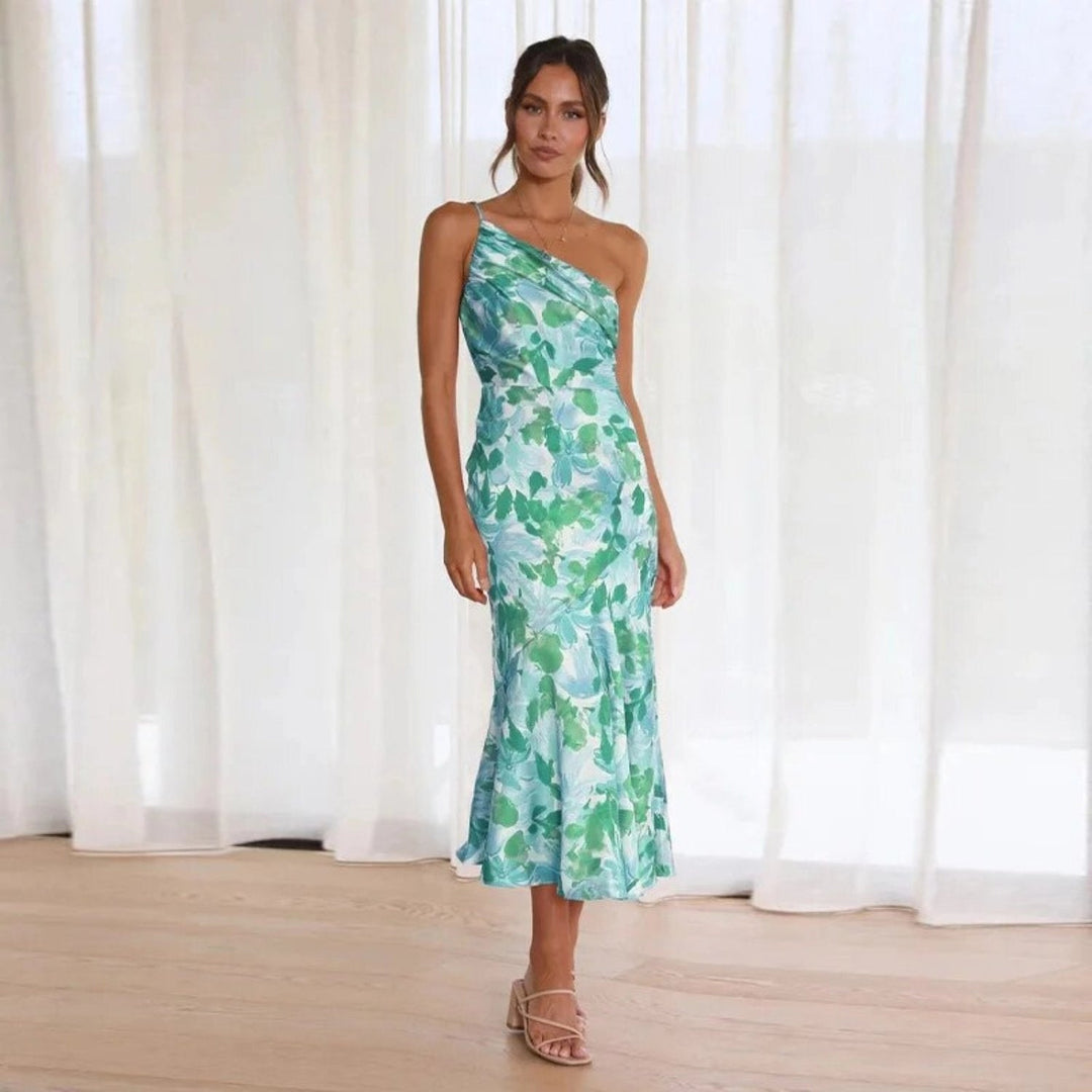 Damen Kleid | Asymmetrisch Floral Midi
