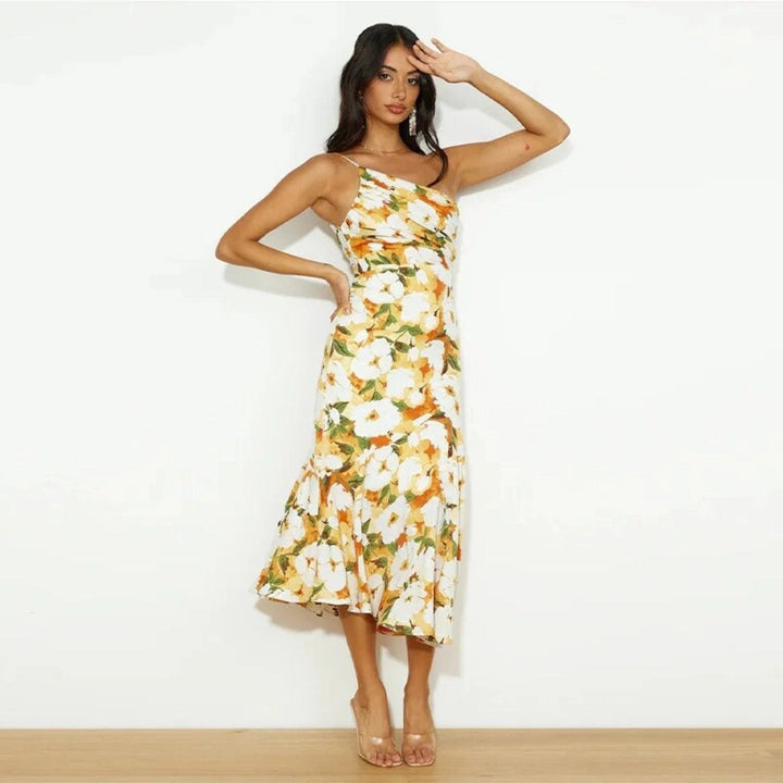 Damen Kleid | Asymmetrisch Floral Midi