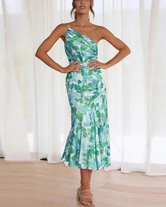 Damen Kleid | Asymmetrisch Floral Midi