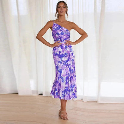 Damen Kleid | Asymmetrisch Floral Midi