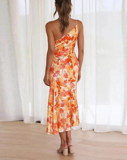 Damen Kleid | Asymmetrisch Floral Midi