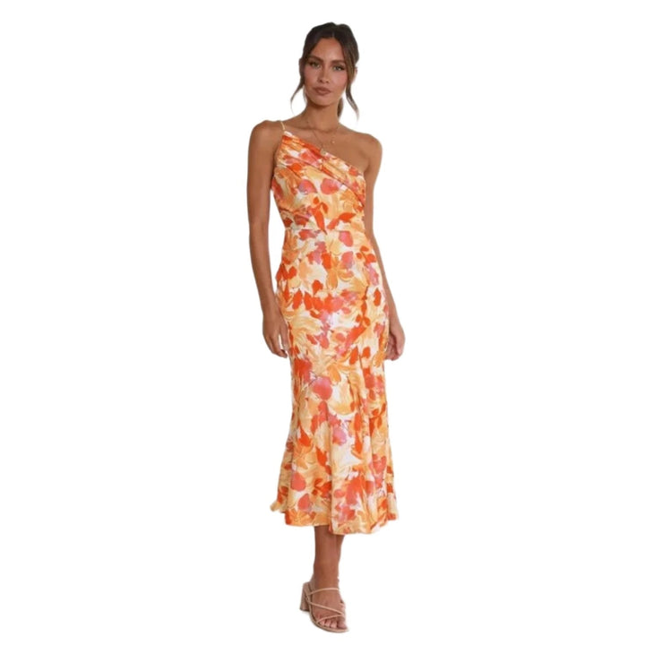 Damen Kleid | Asymmetrisch Floral Midi